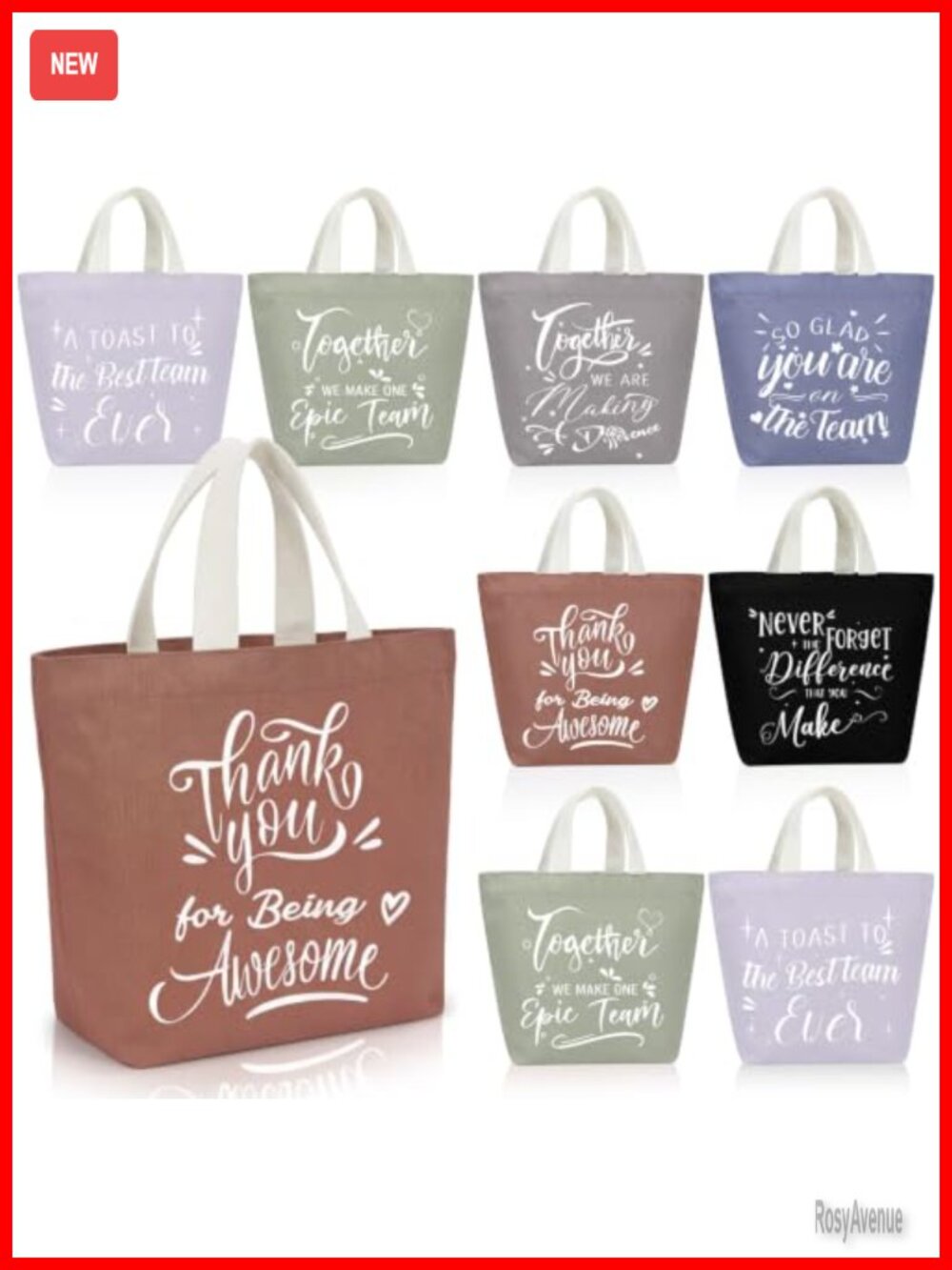 12 Pc Canvas Mini Tote Bags Employee Appreciation Gift Set